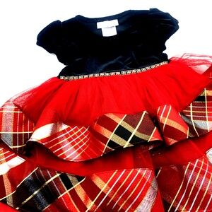 Bonnie Baby Dress Size 18m Girls Formal Holiday Red Black Children Velvet